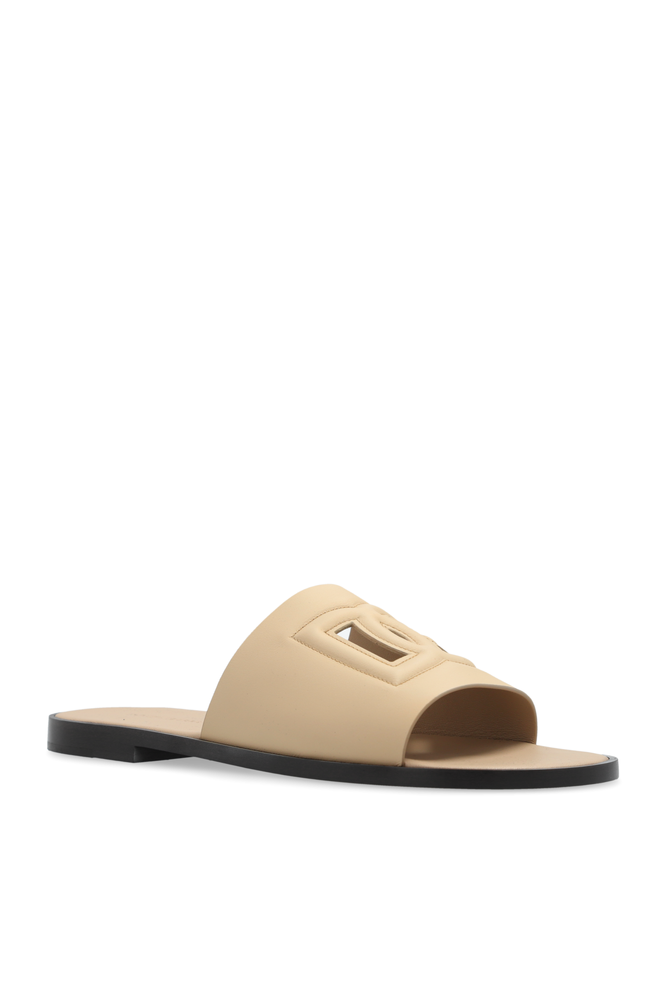 新品・未使用　Dolce & Gabbana Lollo レザーパンプス Dolce & Gabbana Logo detailed slippers - Black